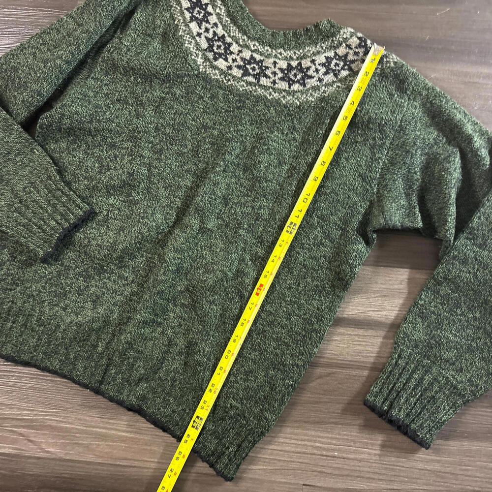 Vintage 80s Shetlander Green Classic Fair Isle Shetland 100% Pure Wool Sweater M - Picture 5 of 6